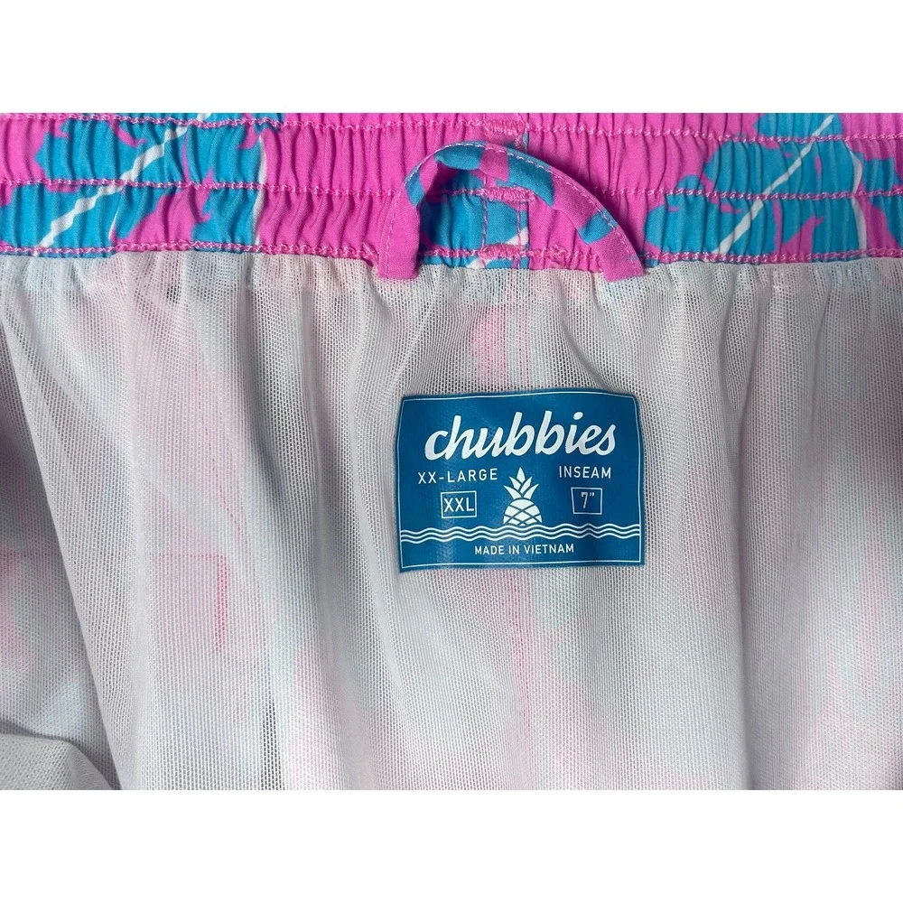 Chubbies Mens XXL Swim Trunks Pink Blue Ombre Tiger Jungle Print 7 Inch Inseam